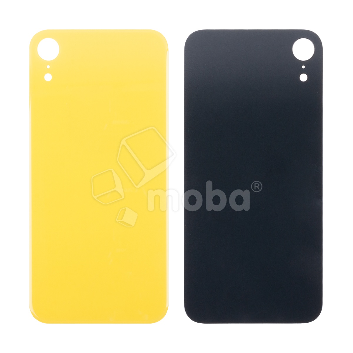 Задняя крышка для iPhone Xr (A2105) Желтый (стекло, монолит, широкий вырез под камеру, логотип) - Премиум