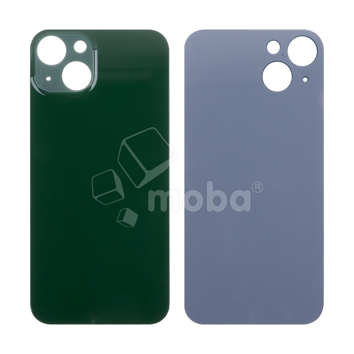 Задняя крышка для iPhone 13 (A2635) Зеленый (стекло, монолит, широкий вырез под камеру, логотип) - Премиум
