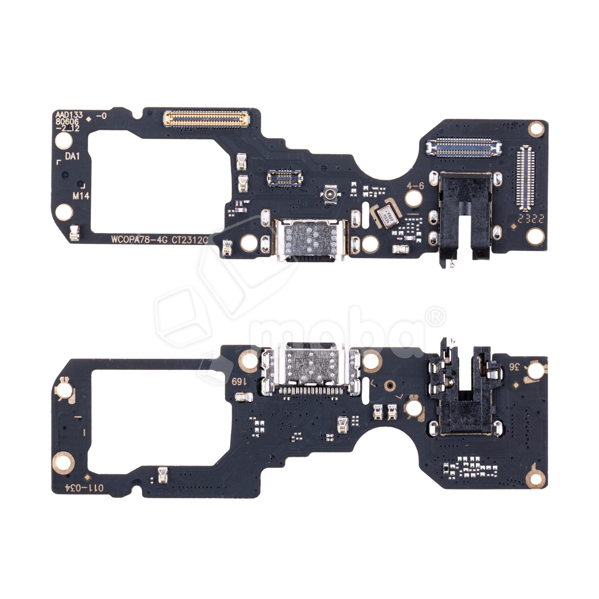 Шлейф для OPPO A78 4G (CPH2565) плата на системный разъем/разъем гарнитуры/микрофон