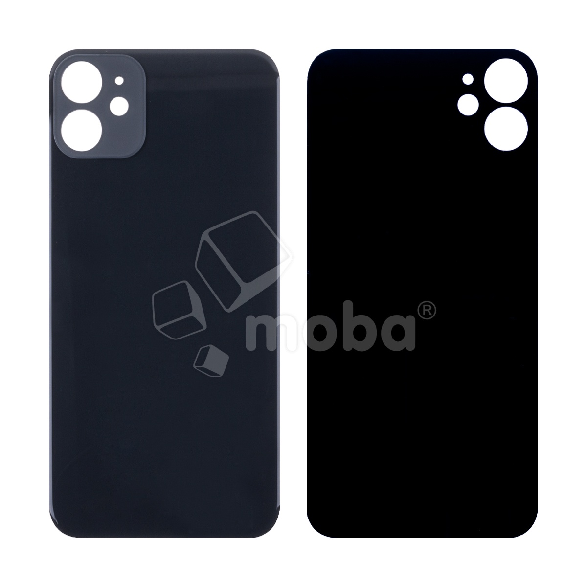 Задняя крышка для iPhone 11 (A2221) Черный (стекло, широкий вырез под камеру, логотип)