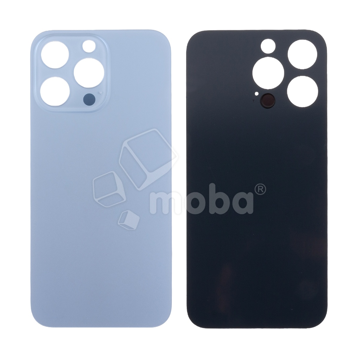 Задняя крышка для iPhone 13 Pro (A2640) Голубой (стекло, узкий вырез под камеру, логотип) - Премиум