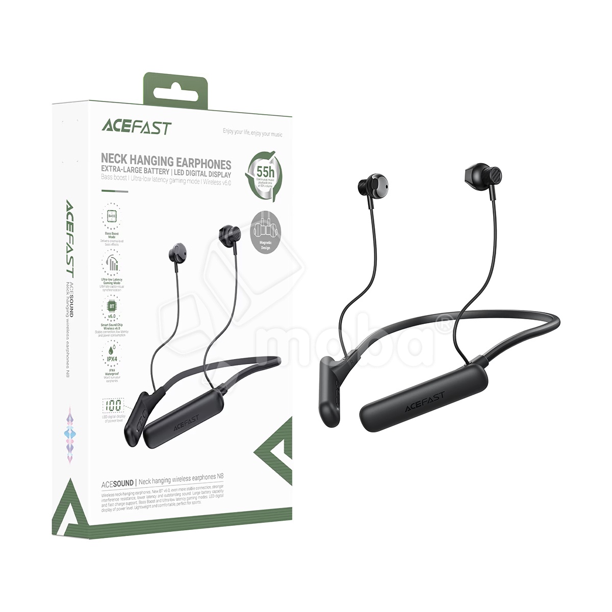 Беспроводные наушники Bluetooth Acefast N8 (вакуумные, с шейным ободом) Черный