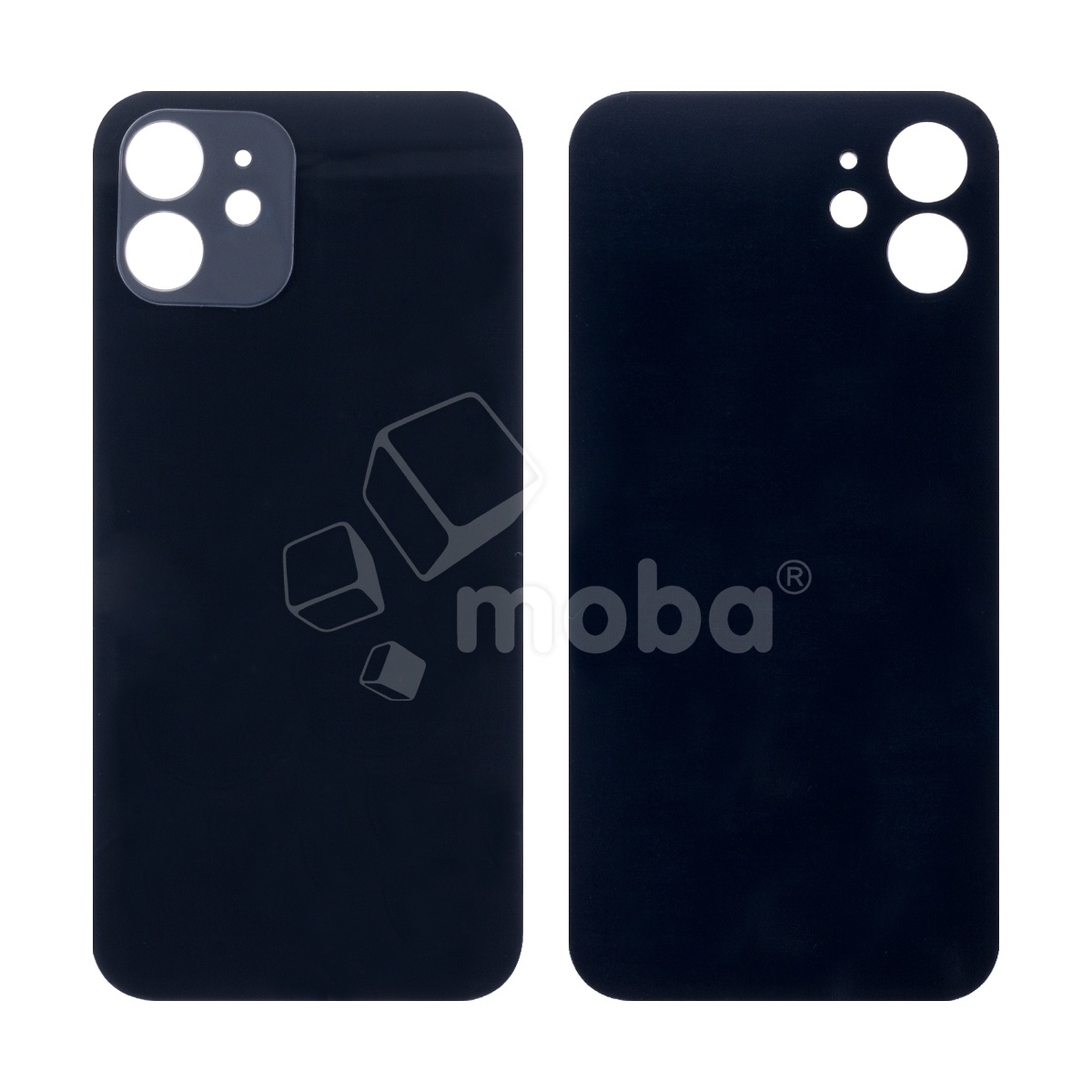 Задняя крышка для iPhone 12 (A2403) Черный (стекло, широкий вырез под камеру, логотип)