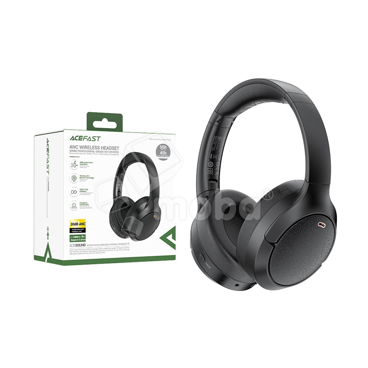 Беспроводные наушники Bluetooth Acefast H6 (накладные, ANC) Черный