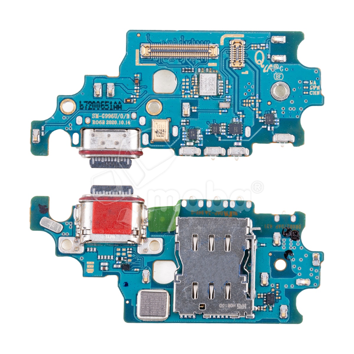 Шлейф для Samsung Galaxy S21+ (G996U/America/EU version) плата системный разъем/разъем SIM/микрофон - Премиум