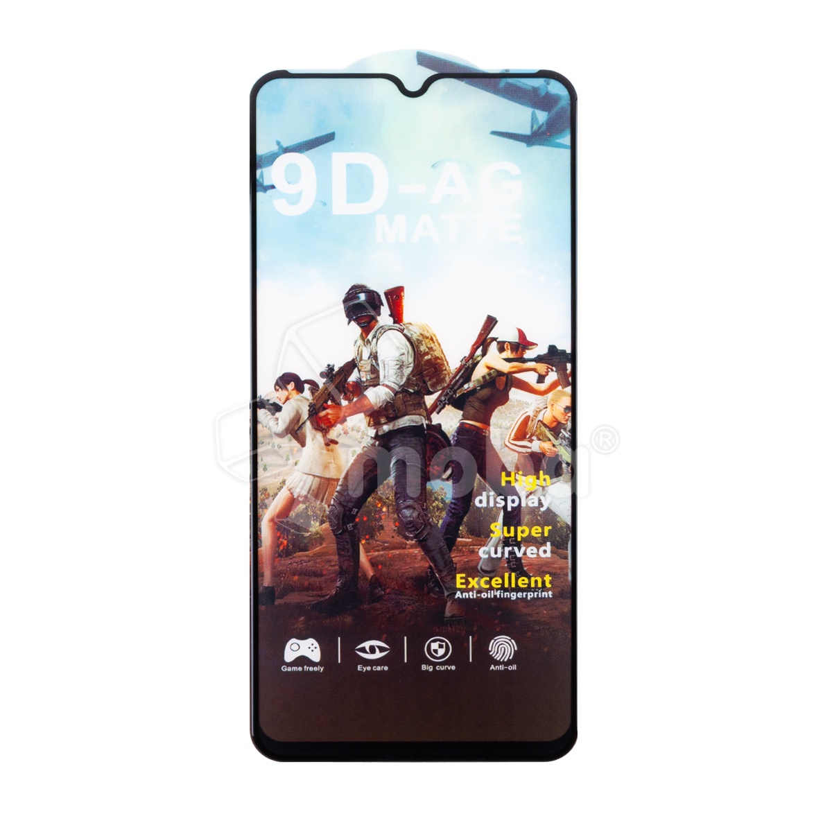 Защитное стекло "Матовое" для Xiaomi Redmi 10C/12C/Poco C40/C55 Черный