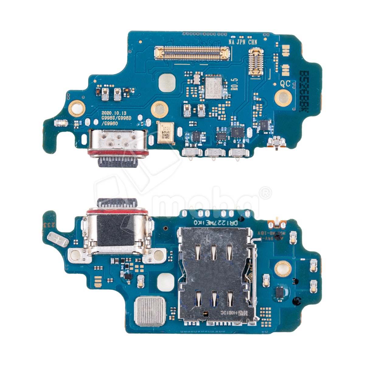 Шлейф для Samsung Galaxy S21 Ultra (G998U/America/EU version) плата системный разъем/разъем SIM/микрофон - Премиум
