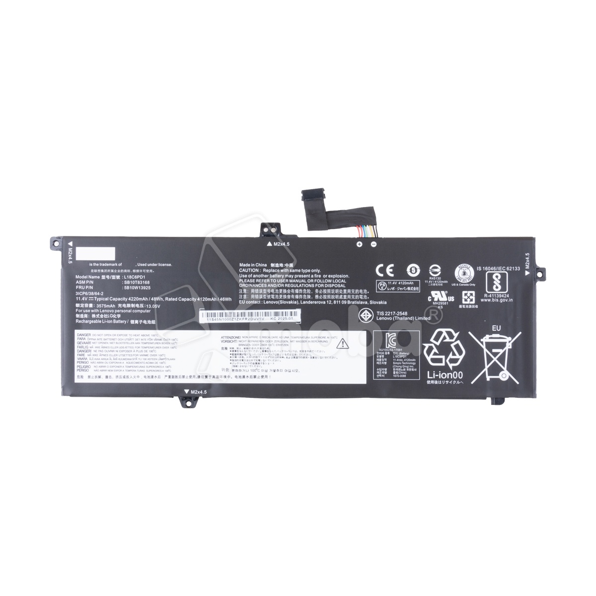 Аккумуляторная батарея для ноутбука Lenovo ThinkPad X395, X390 (L18D6PD1) 4080 mAh