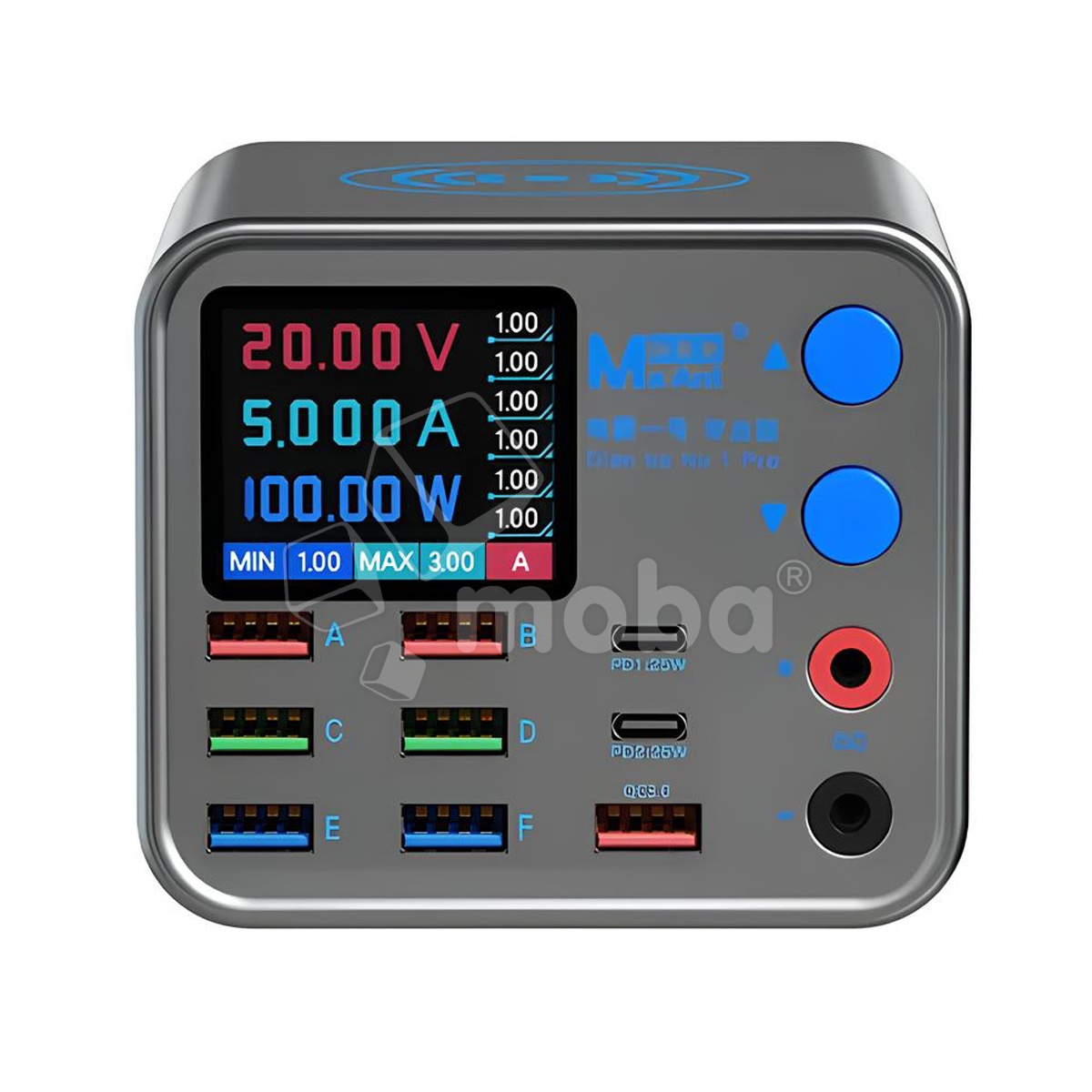 Зарядная станция MaAnt DianBa No.1 Pro (200W, 9 портов, 6USB/USB-QC/2Type-C-PD, Qi 10W, LCD)