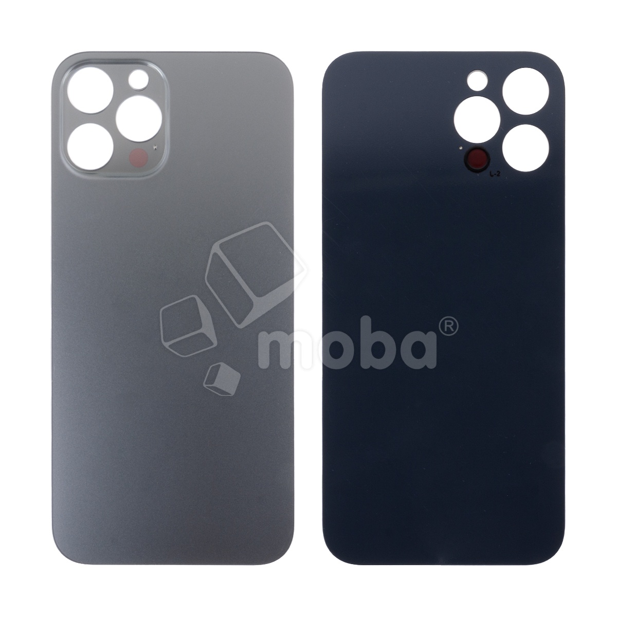 Задняя крышка для iPhone 12 Pro Max (A2411) Серый (стекло, монолит, широкий вырез под камеру, логотип) - Премиум