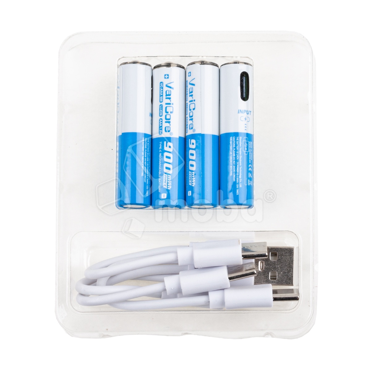 Аккумуляторные батарейки "AAA" VariCore Li-ion 1.5V 600 mAh (4 шт, перезаряжаемые, зарядка через Type-C)