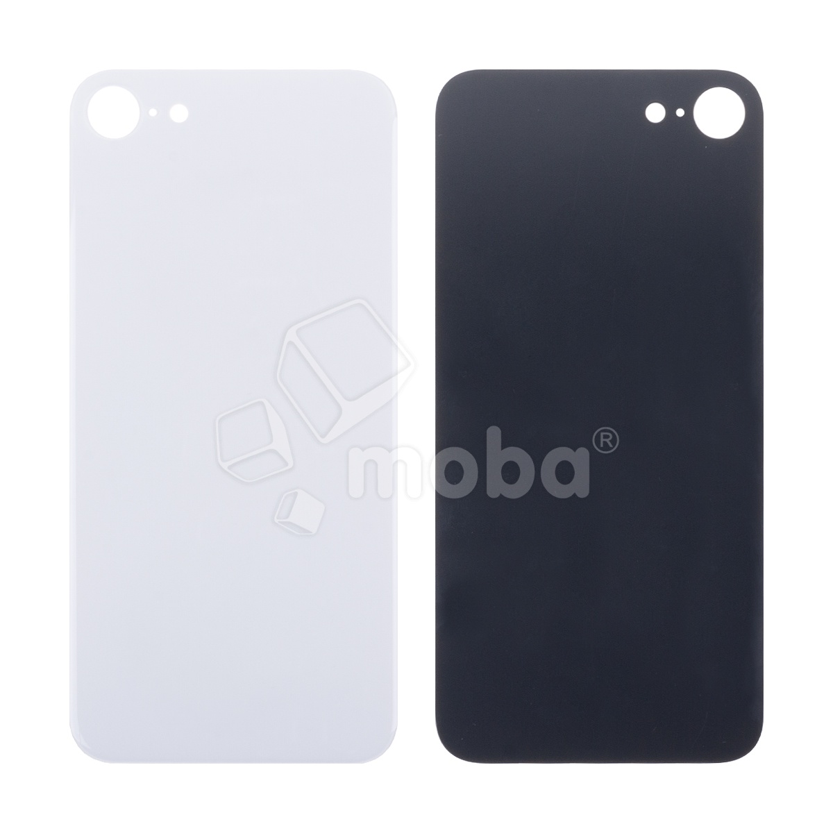 Задняя крышка для iPhone 8 Белый (стекло, монолит, широкий вырез под камеру, логотип) - Премиум