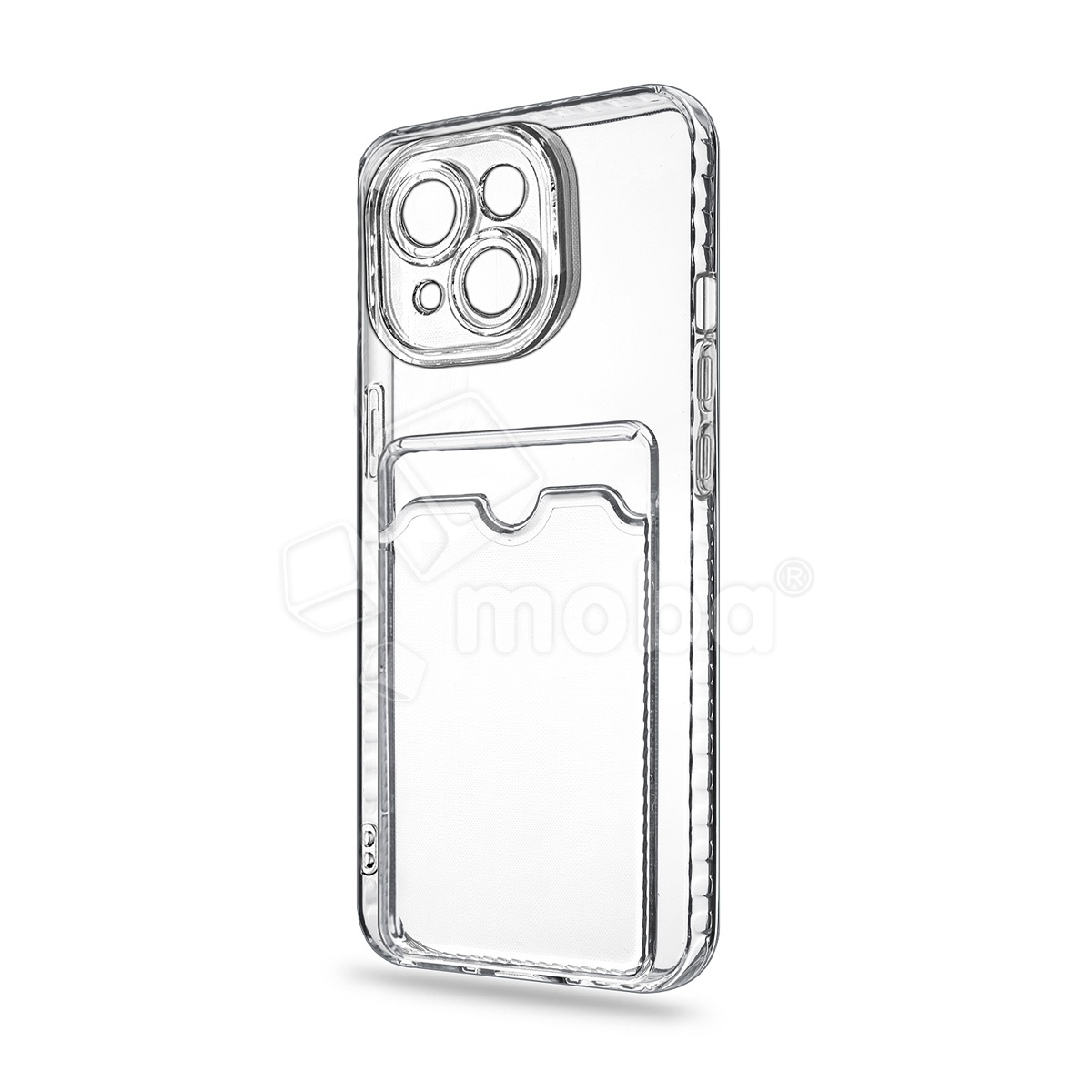 Чехол-накладка для iPhone 15 (с защитой камеры, карманом для карт, прозрачный)