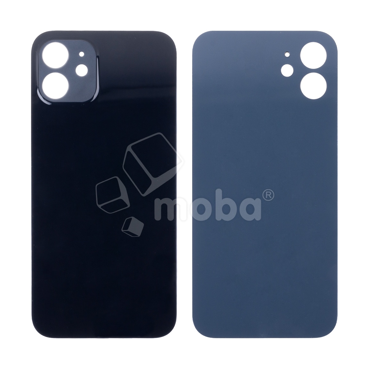 Задняя крышка для iPhone 12 (A2403) Черный (стекло, монолит, широкий вырез под камеру, логотип) - Премиум