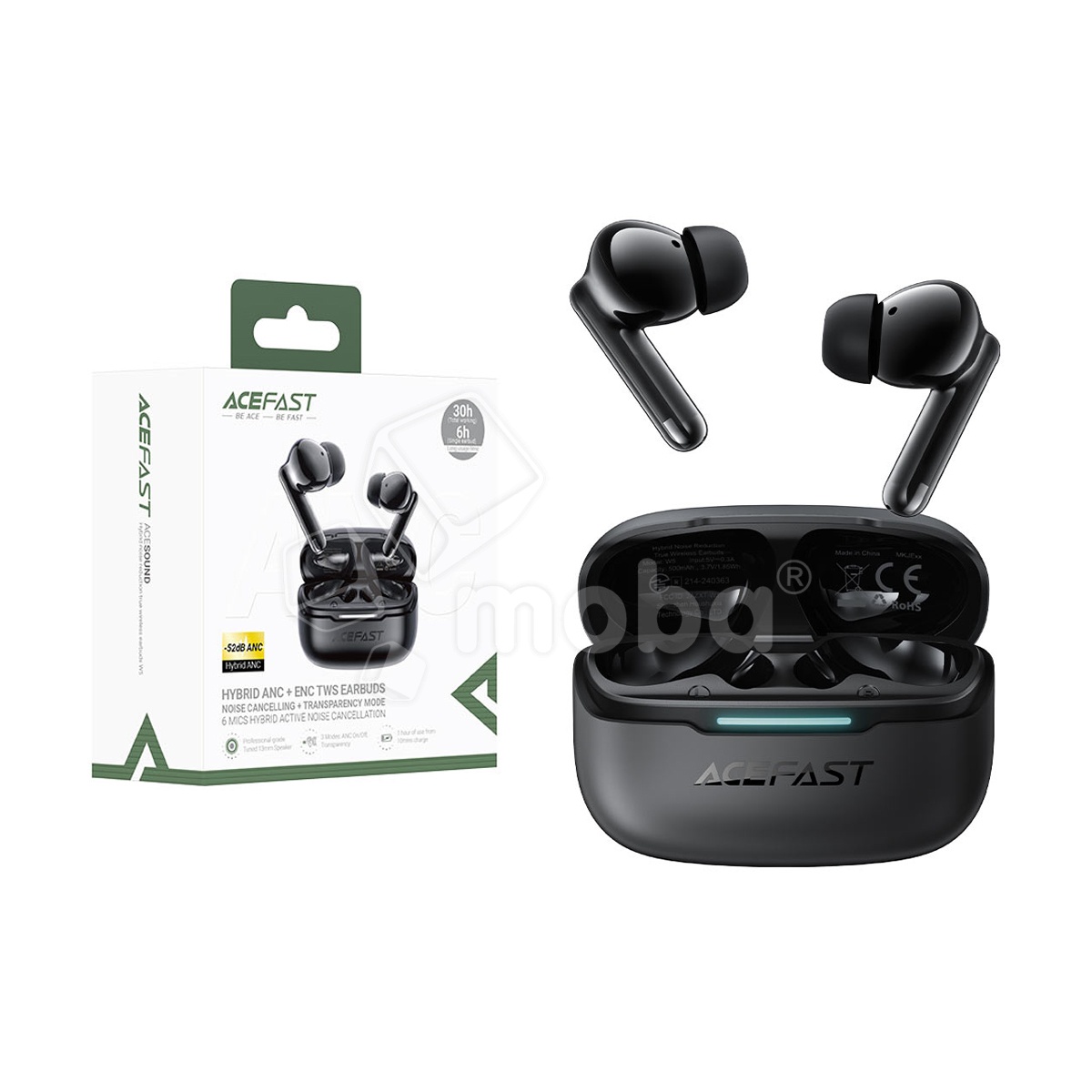 Беспроводные наушники Bluetooth Acefast W5 (TWS, вакуумные, ANC) Черный