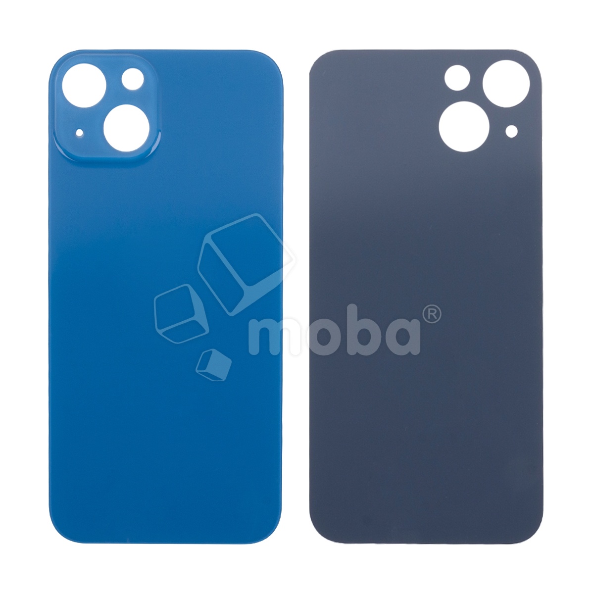 Задняя крышка для iPhone 13 (A2635) Синий (стекло, узкий вырез под камеру, логотип) - Премиум