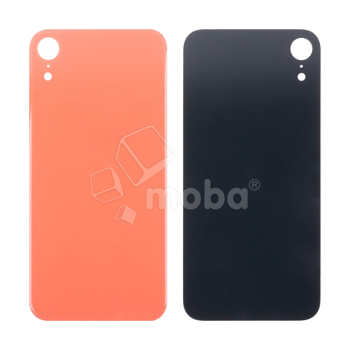 Задняя крышка для iPhone Xr (A2105) Коралловый (стекло, монолит, широкий вырез под камеру, логотип) - Премиум