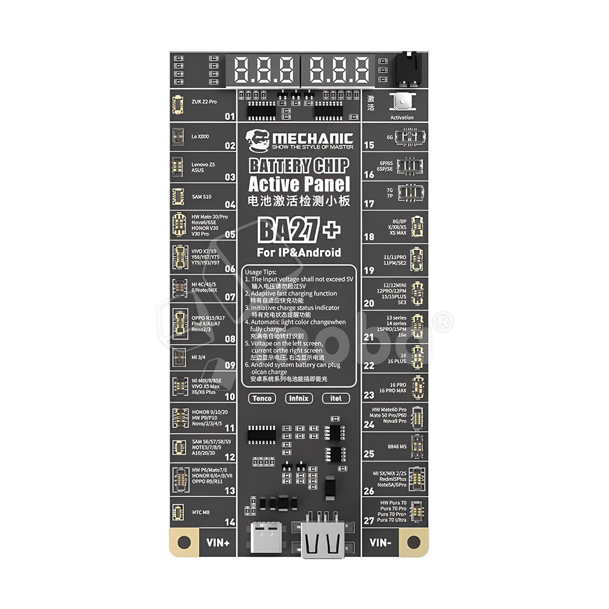 Плата активации и зарядки АКБ Mechanic BA27+ для iPhone (6-16 Pro Max) + Android
