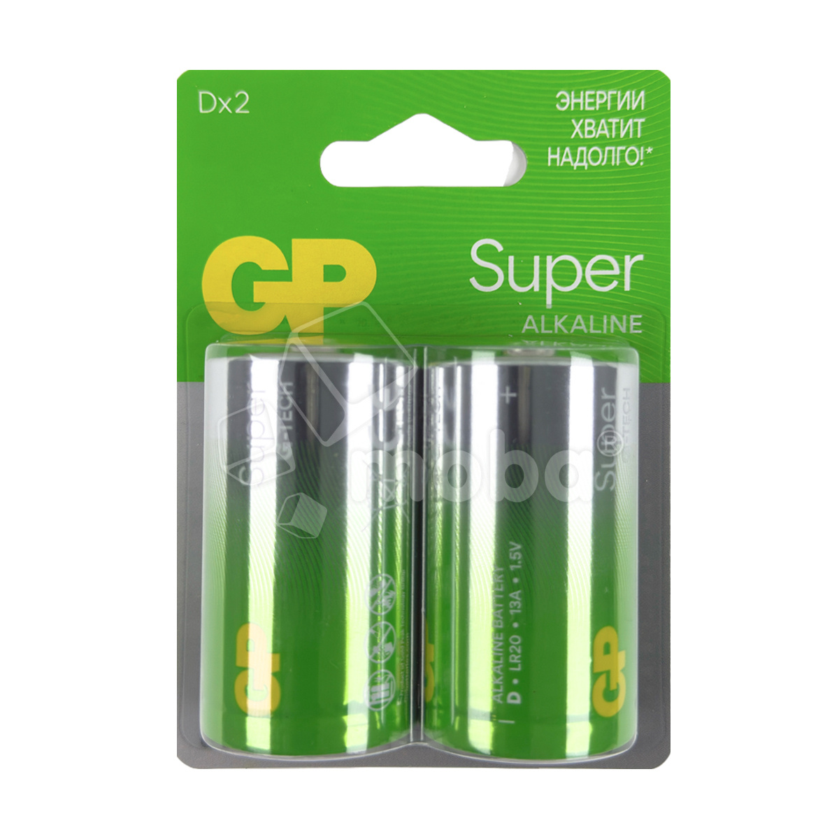 Батарейка D LR20 GP Super Alkaline 1.5V (2 шт. в блистере)