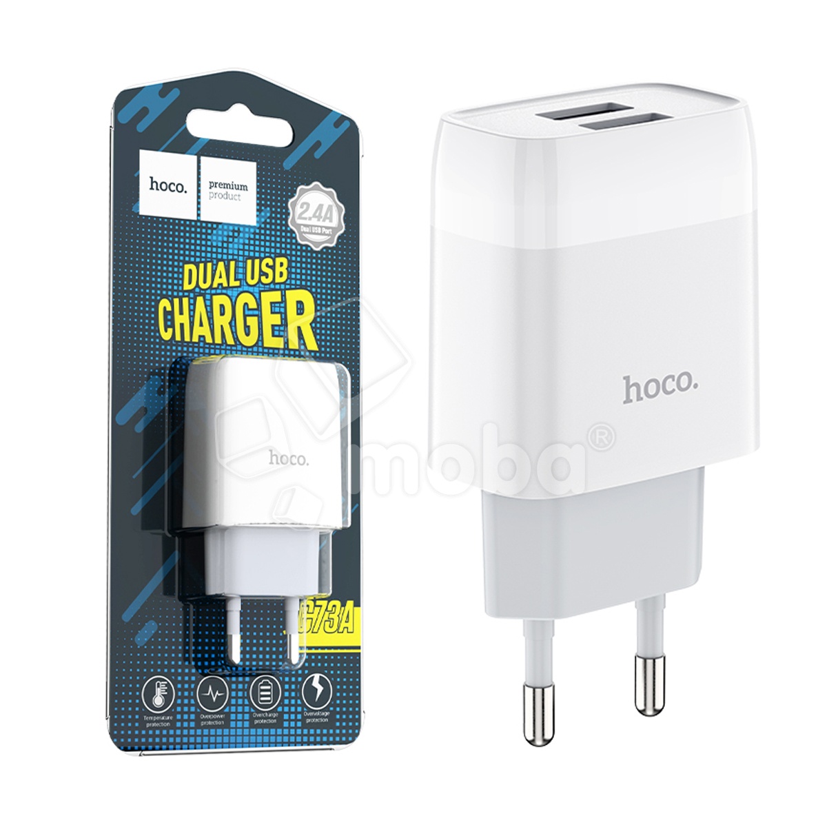 Сетевое зарядное устройство USB Hoco C73A (12W, 2 порта) Белый