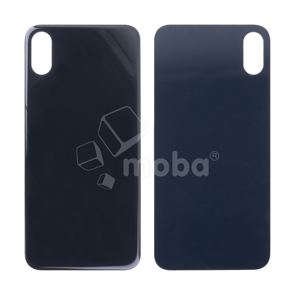 Задняя крышка для iPhone X (A1865/A1901) Серый (стекло, монолит, широкий вырез под камеру, логотип) - Премиум