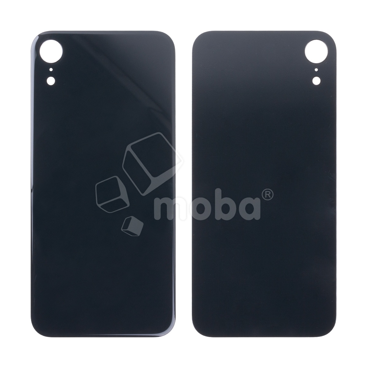 Задняя крышка для iPhone Xr (A2105) Черный (стекло, монолит, широкий вырез под камеру, логотип) - Премиум