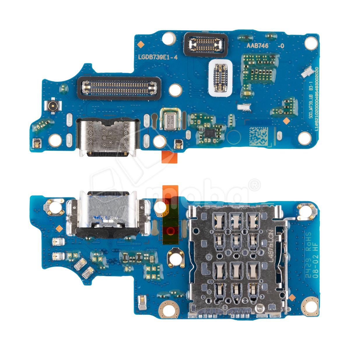 Шлейф для Realme 12+ 5G/12 4G (RMX3867/RMX3871) плата системный разъем/разъем SIM/микрофон - Премиум