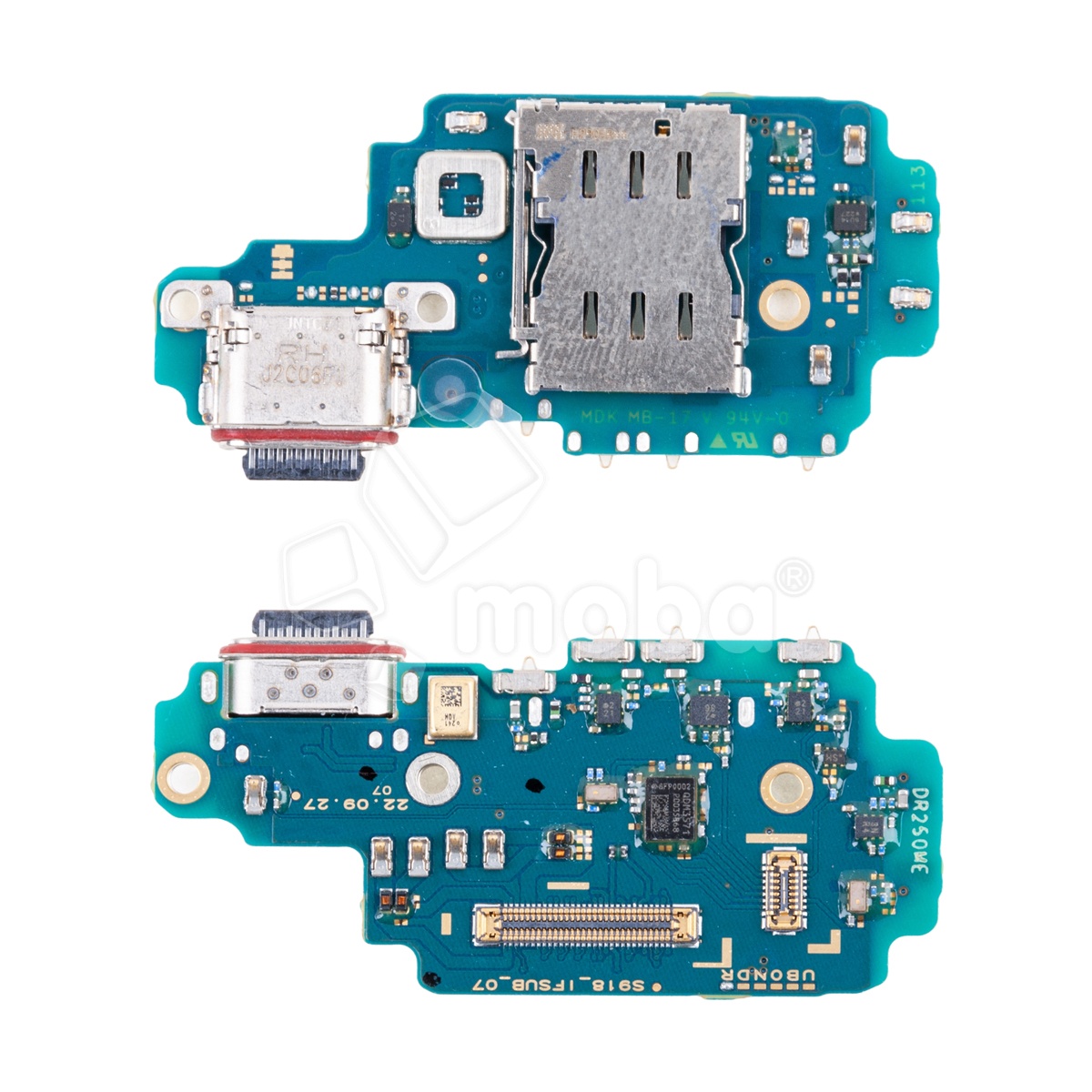Шлейф для Samsung Galaxy S23 Ultra (S918E/Asia/America version) плата системный разъем/разъем SIM/микрофон - Премиум