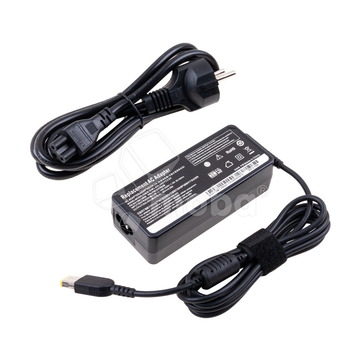 Блок питания (сетевой адаптер) для ноутбука Lenovo 20V, 3.25A, 65W (прямоугольный разъем)