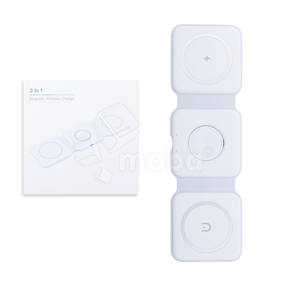 Беспроводное зарядное устройство 3 в 1 (для смартфона + гарнитуры + iWatch, MagSafe) Белый
