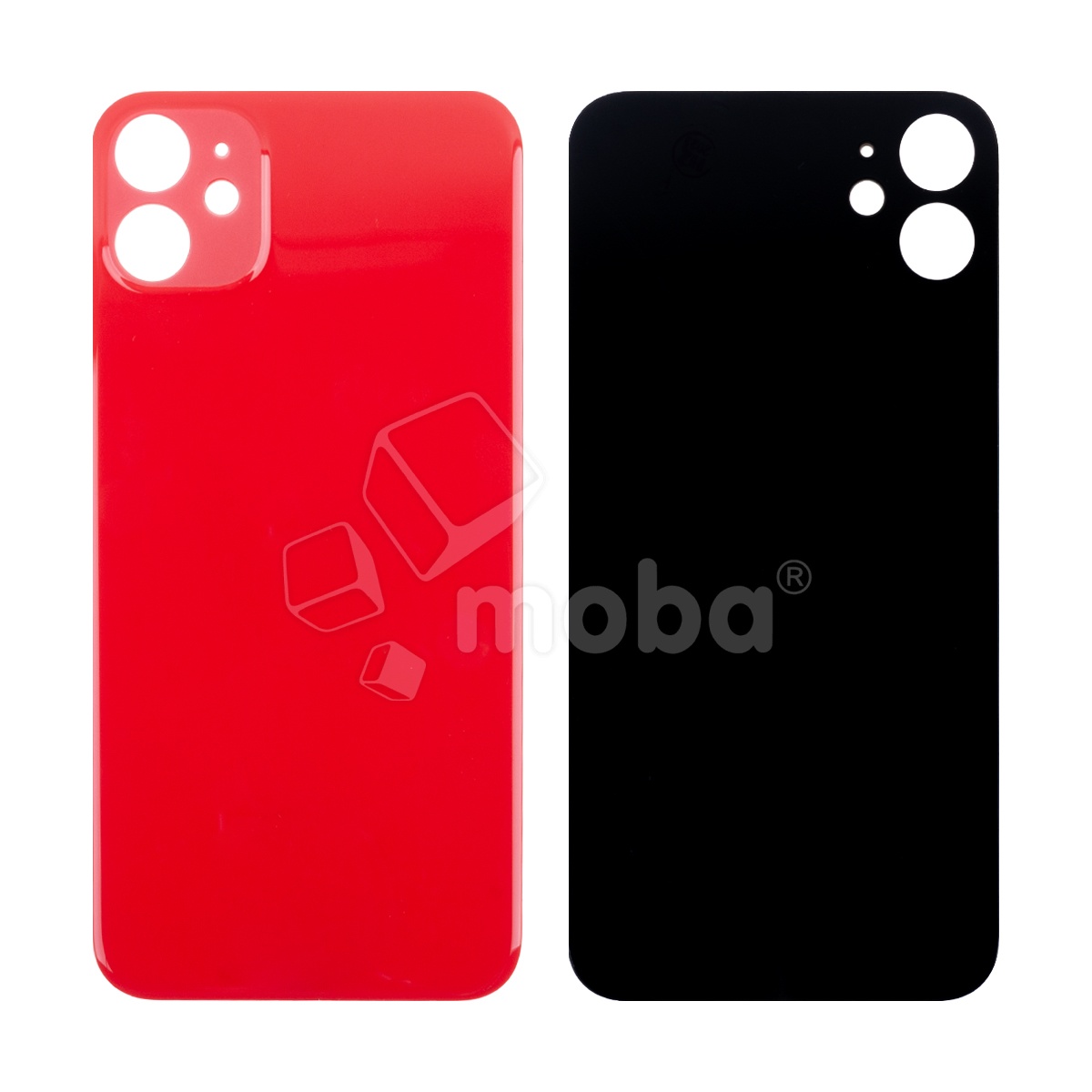 Задняя крышка для iPhone 11 (A2221) Красный (стекло, монолит, широкий вырез под камеру, логотип) - Премиум