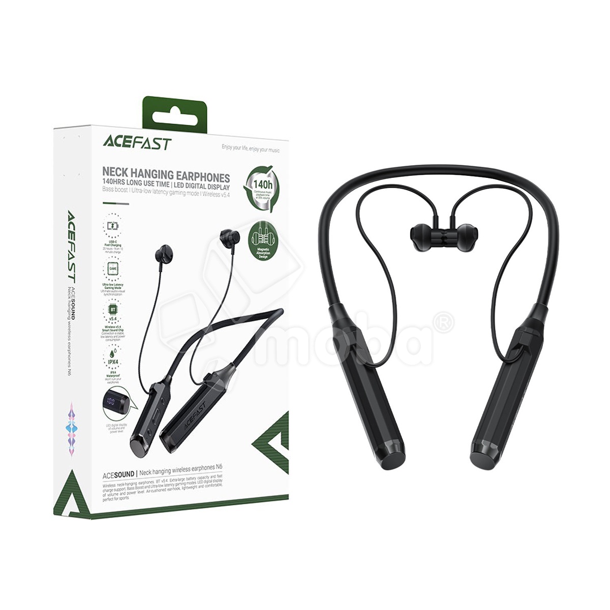 Беспроводные наушники Bluetooth Acefast N6 (вакуумные, с шейным ободом) Черный