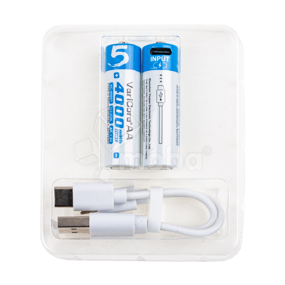 Аккумуляторные батарейки "AA" VariCore Li-ion 1.5V 2600 mAh (2 шт, перезаряжаемые, зарядка через Type-C)