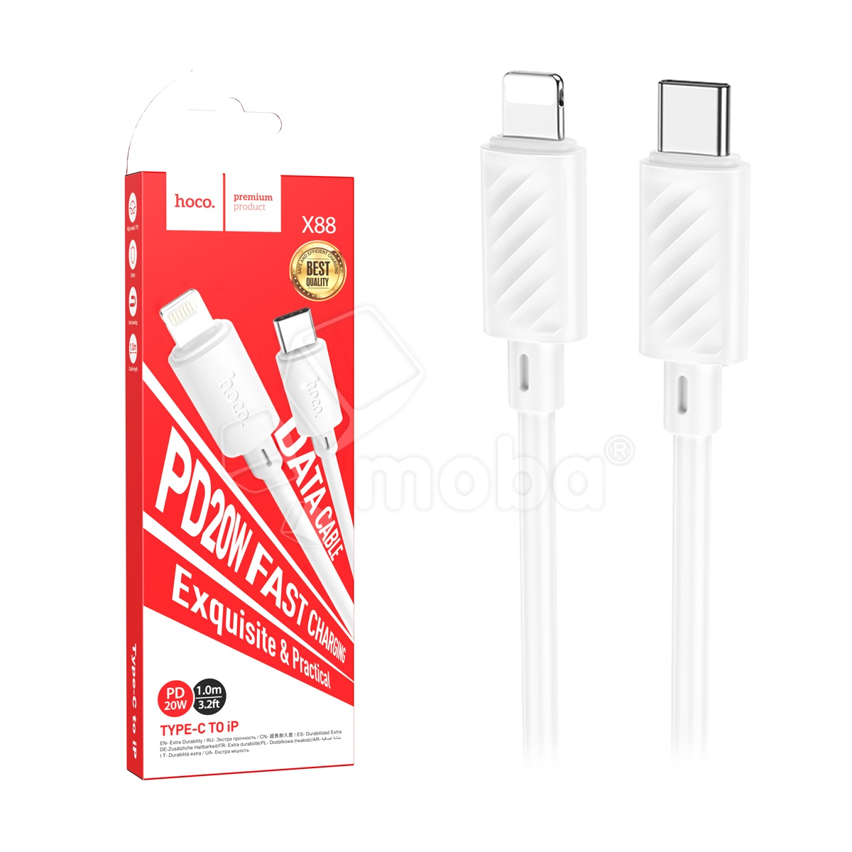 Кабель Type-C - Lightning Hoco X88 (3A, 20W, PD) Белый
