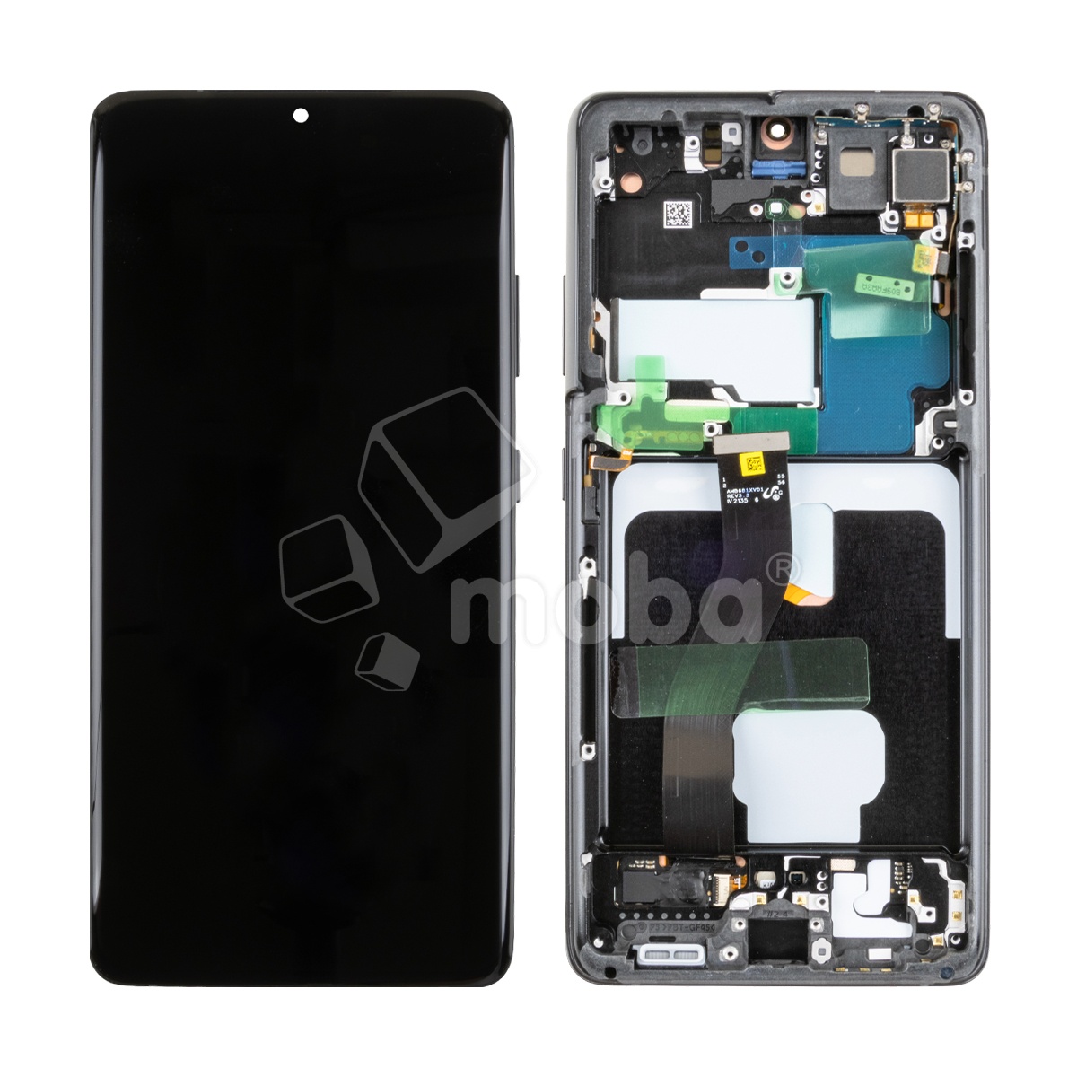 Дисплей для Samsung Galaxy S21 Ultra (G998B) модуль с рамкой Черный - Сервисный оригинал