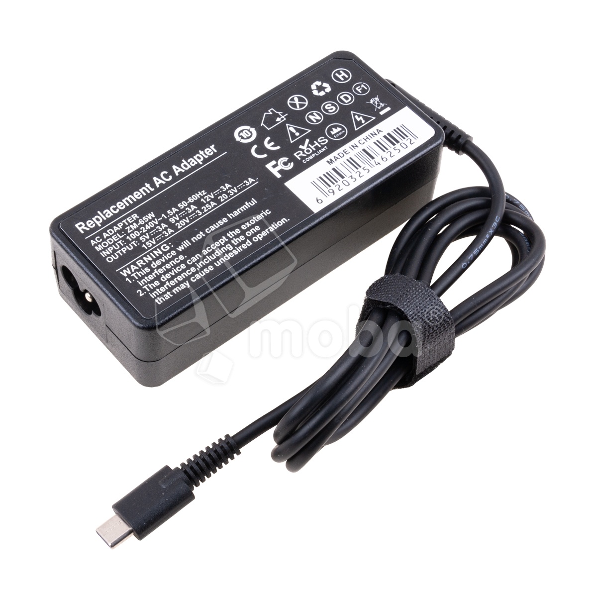 Блок питания (сетевой адаптер) для ноутбука 20V, 3,25A, 65W (Type-C) - Стандарт (без сетевого кабеля)