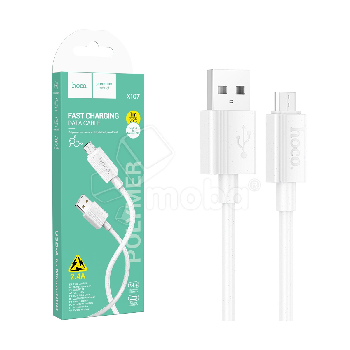Кабель USB - MicroUSB Hoco X107 (2.4A) Белый