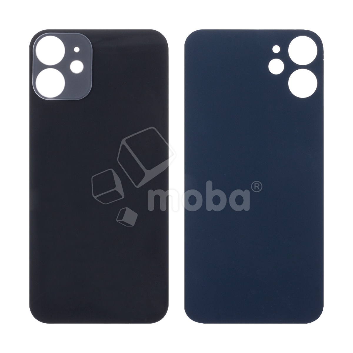Задняя крышка для iPhone 12 mini (A2399) Черный (стекло, широкий вырез под камеру, логотип)