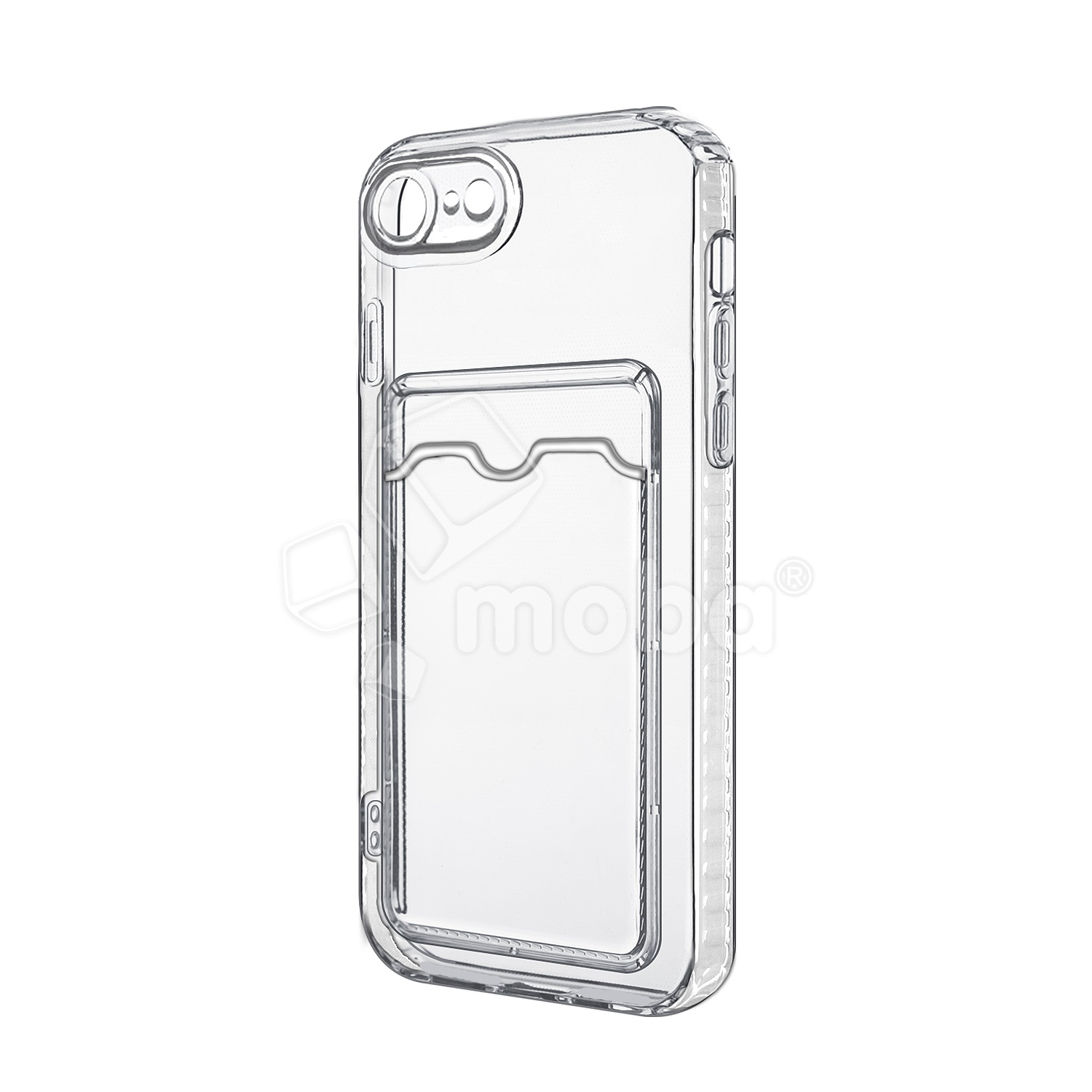 Чехол-накладка для iPhone 7/8/SE (2020)/SE (2022) (с защитой камеры, карманом для карт, прозрачный)