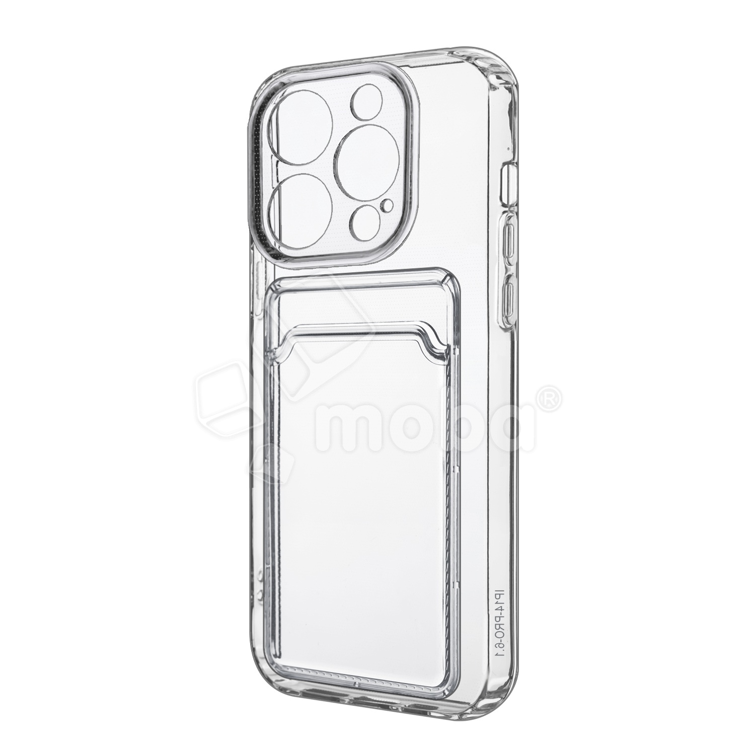 Чехол-накладка для iPhone 14 Pro (с защитой камеры, карманом для карт, прозрачный)