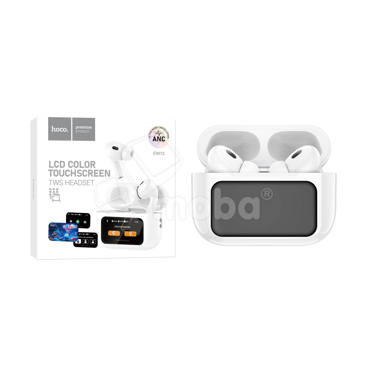 Беспроводные наушники Bluetooth Hoco EW72 (TWS, вакуумные, с дисплеем, ANC) Белый