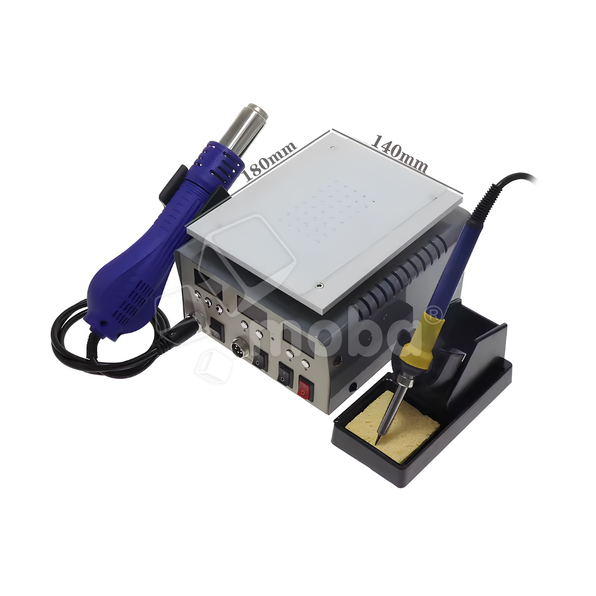 Паяльная станция KADA 9803D+ (фен+паяльник+станок для разбора модулей) (Фен - 100-480°C, 480W, Паяльник - 200-480°C, 90W, Станок - 50-150°C, 600W LCD)