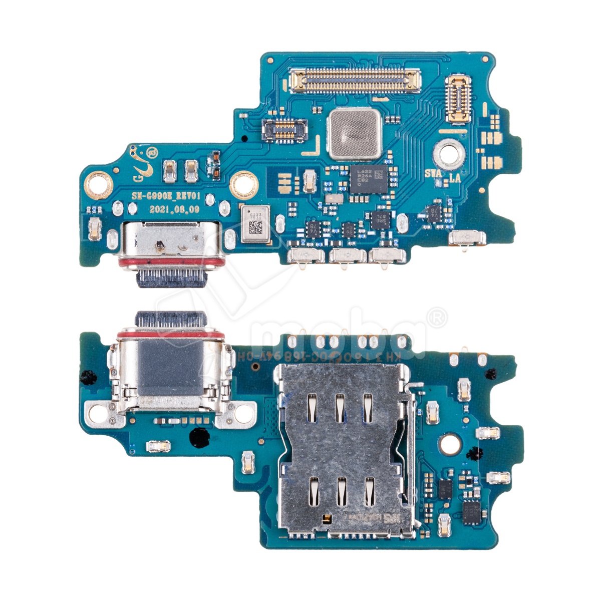 Шлейф для Samsung Galaxy S21 FE (G990E/America/EU version) плата на системный разъем/разъем SIM/микрофон - Премиум