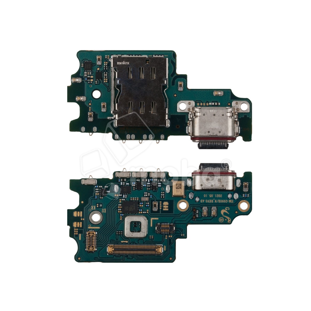 Шлейф для Samsung Galaxy S21 FE (G990B/EU version) плата на системный разъем/разъем SIM/микрофон - Премиум