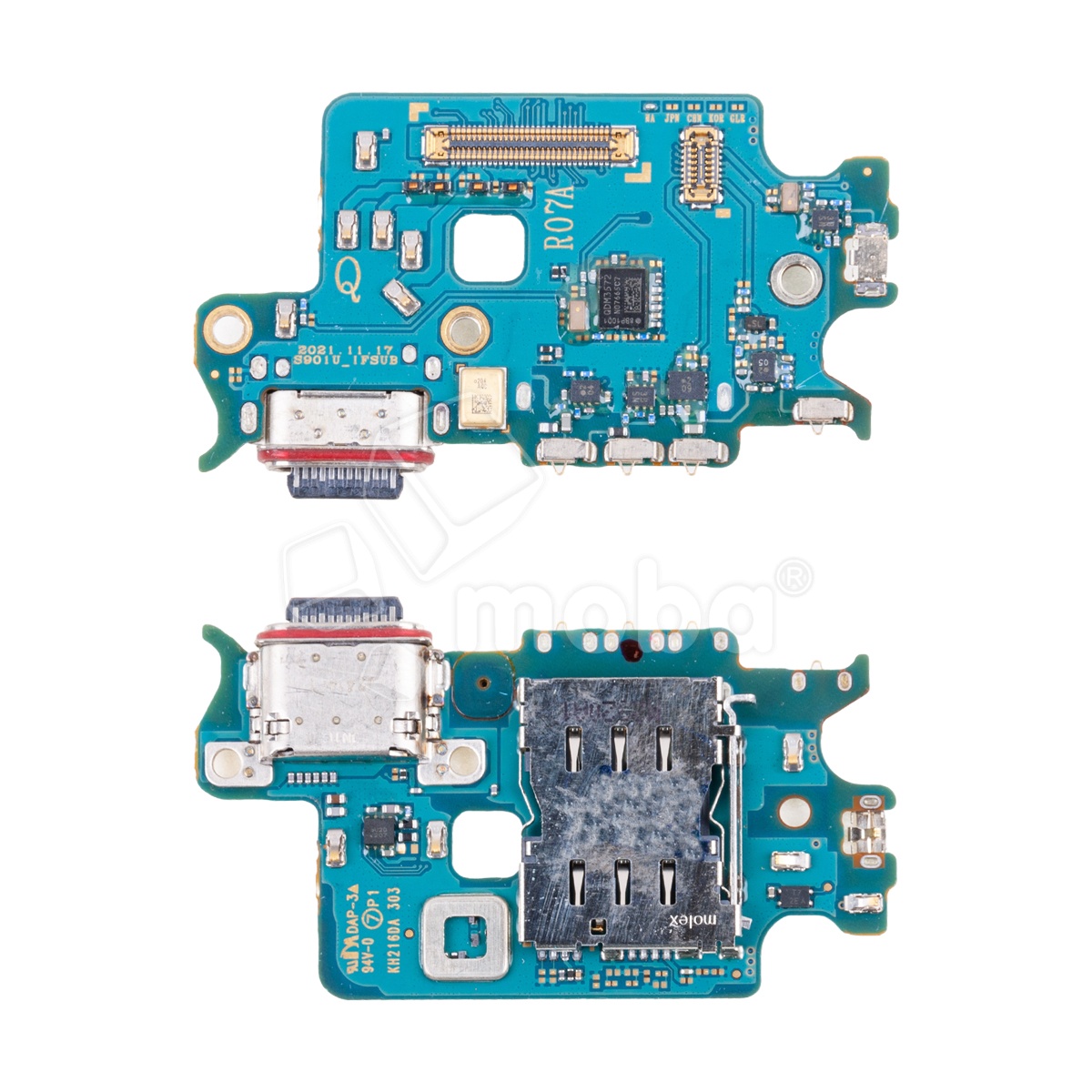 Шлейф для Samsung Galaxy S22 (S901U/America/EU version) плата системный разъем/разъем SIM/микрофон - Премиум