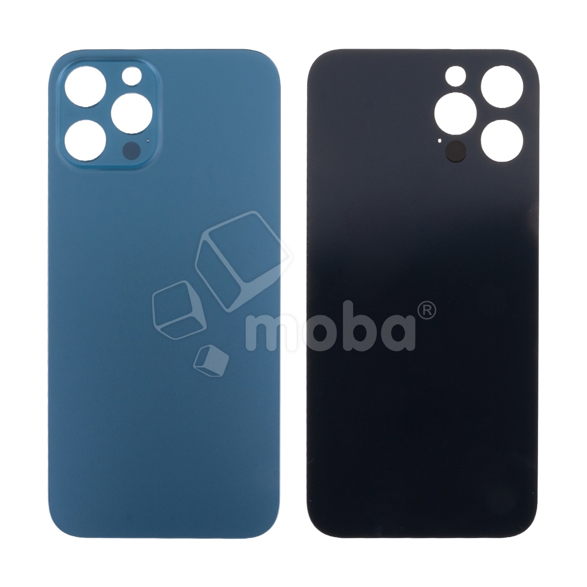 Задняя крышка для iPhone 12 Pro Max (A2411) Синий (стекло, узкий вырез под камеру, логотип) - Премиум