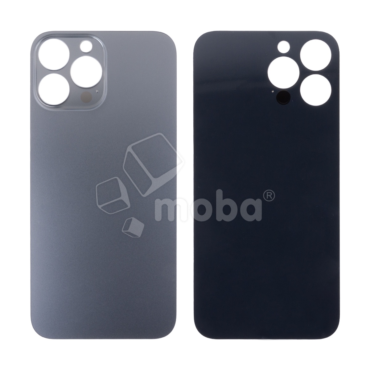 Задняя крышка для iPhone 13 Pro Max (A2645) Серый (стекло, монолит, широкий вырез под камеру, логотип) - Премиум