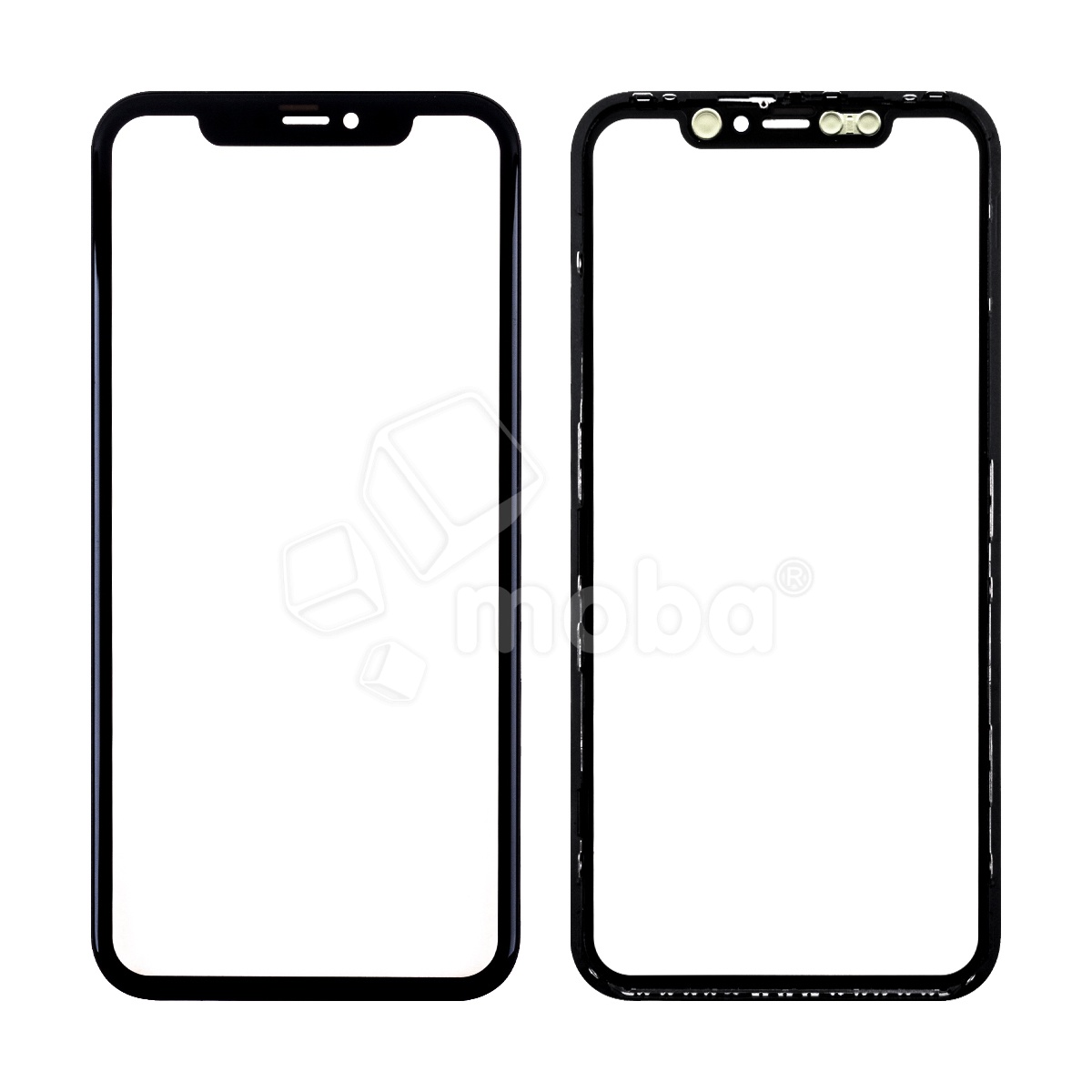 Стекло для переклейки iPhone 11 (A2221) с OCA пленкой + рамка Черный - OR (Mitsubishi)