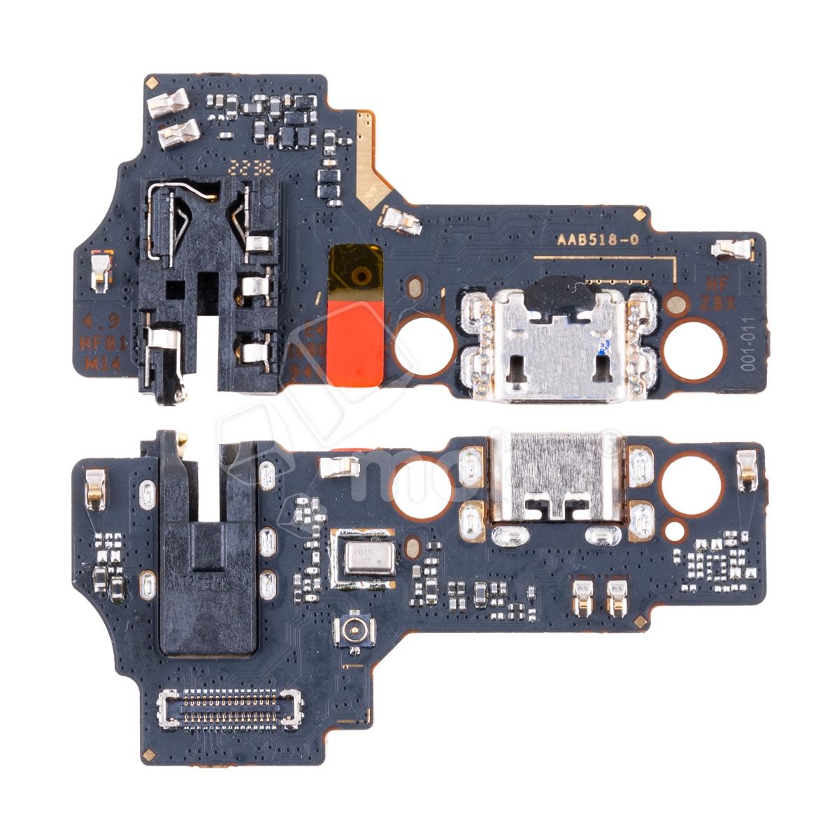 Шлейф для Realme C30/Narzo 50i Prime (RMX3581/RMX3506) плата на системный разъем/разъем гарнитуры/микрофон - Премиум