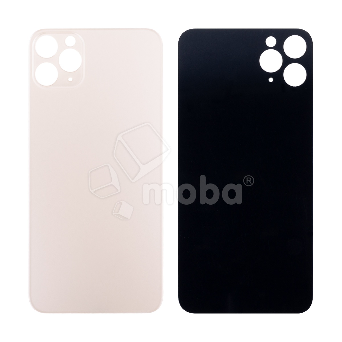 Задняя крышка для iPhone 11 Pro Max (A2218) Золото (стекло, монолит, широкий вырез под камеру, логотип) - Премиум